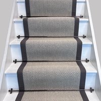 Herringbone Dapple Wool Stair Runner 100% Cotton Border cm x 650 cm