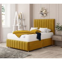 Bed Choices Moscow Divan Bed 2 drawers, Mattress & 54" Floor Standing Headboard in Mustard | Size: Double