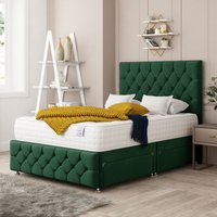 Bed Choices Regency Divan Bed 4 drawers, Mattress & 54" Floor Standing Headboard in Emerald | Size: Small Double