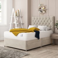Bed Choices Windsor Upholstered Divan Bed With 2 drawers & 26" Headboard in Cream | Size: King