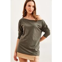 Regular Fit Boat Neck Long Sleeve Draped Jumper