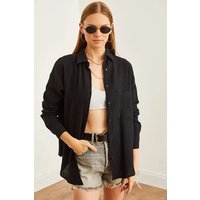 Oversized Muslin Button Up Shirt Front Pockets