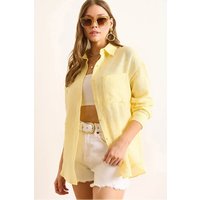 Oversized Muslin Button Up Shirt Front Pockets