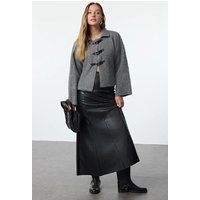 Coat Style Textured Knit Cardigan Toggle Fastening