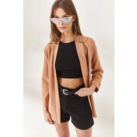 Regular Fit Satin Shawl Collar Blazer Jacket 3 4 Sleeve