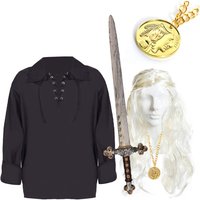 I Monster Hunter Costume Shirt Sword Wig & Medallion