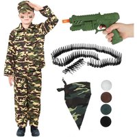 I Army Costume Toy Gun Bandana Face Paint & Bullet Belt