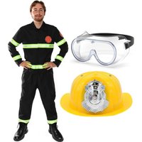 I Fireman Costume 4 Pcs Top Trousers Goggles & Hat