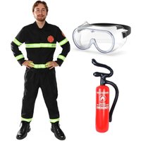 I Fireman Costume 4 Pcs Top Trousers Goggles & Inf Extinguisher