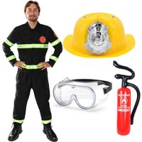 I Fireman Costume 5 Pcs Top Trousers Hat Goggles & Inf Extinguisher