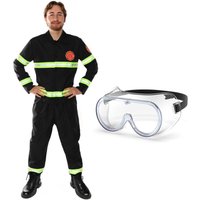 I Fireman Costume 3 Pcs Top Trousers & Goggles