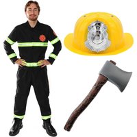 I Fireman Costume 4 Pcs Top Trousers Hat & Axe