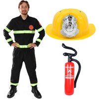 I Fireman Costume 4 Pcs Top Trousers Hat & Inf Extinguisher