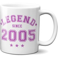 Bad Zebedee Legend Since 2005 21st Birthday Anniversary Mug in Pink | Size: 300ml
