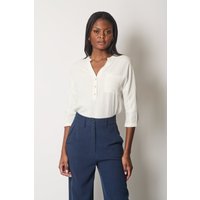 Linen Blend Buttoned Blouse