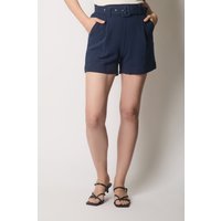 SOLO Women's Tailored Linen Shorts in Navy | Size: 16