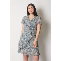 Printed Ruffle Wrap Dress