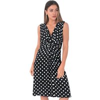 KRISP Women's Knot Front Polka Dot Mini Dress in Black | Size: 8
