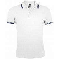 SOL'S Men's Pasadena Tipped Short Sleeve Pique Polo Shirt in Off-White | Size: Small