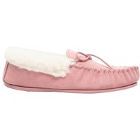 Mokkers Women's Suede Emily Moccasin Slippers in Pink | Size: 3