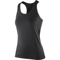 Spiro Women's Softex Stretch Fitness Sleeveless Vest Top in Black | Size: XL