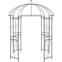 Gr8 Home Metal Garden Rose Arch Trellis Bird Cage Shape Arbour Gazebo Pergola Pavilion in Black