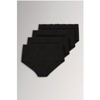 Yours Women's 4 Pack Lace Trim Full Briefs in Black | Size: 26-28