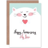 Artery8 My Love Cat Greetings Card in White