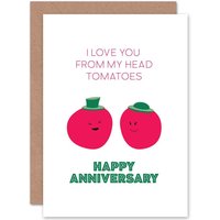 Artery8 Tomato Pun Love Anniversary Cute Wedding Greetings Card in White