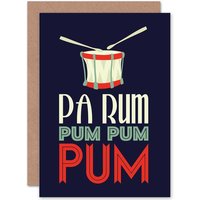 Artery8 Little Drummer Boy Lyrics Christmas Xmas Greetings Card in Blue
