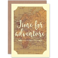 Artery8 Traveller Bon Voyage Adventure Leaving Work Home Old Map Greeting Card in Beige