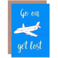 Artery8 Get Lost Plane Bon Voyage Greetings Card in Blue
