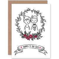 Artery8 Happy I Do Day Greetings Card in White