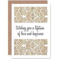 Artery8 Wedding Celebration Wishing Love Happiness Greetings Card in White