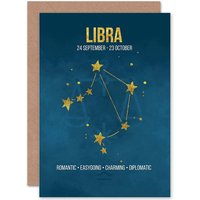 Artery8 Libra Star Sign Birthday Card Astrology Zodiac Blue Greetings Card