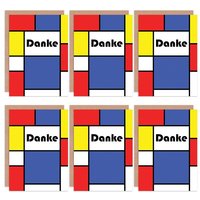 Artery8 Thank You Cards - Danke Mondrian Style Set Greeting Cards With Envelopes Pack of 6
