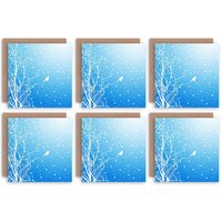 Artery8 Christmas Cards Bird Winter Snow Trees Set Xmas Greeting Cards With Envelopes Pack of 6 in Blue