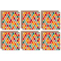 Artery8 Christmas Cards - Tree Bright Multi Pattern Set Xmas Greeting Cards With Envelopes Pack of 6