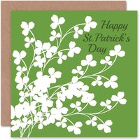 Wee Blue Coo White Shamrocks St Patrick's Day Card