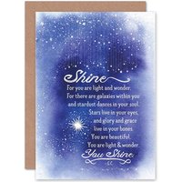 Artery8 Quote Shine Children Kid Child Daughter Son Love Stars Greetings Card in Blue