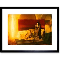 Artery8 Henry Tanner The Annunciation 1898 Mary & Archangel Gabriel Flame Religion Christianity Artwork Framed Wall Art Print 12X16 Inch in Black