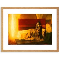 Artery8 Wall Art Print Tanner The Annunciation Painting Artwork Framed 9X7 Inch in Light Oak | Size: W7" x H9"
