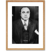 Artery8 Wall Art Print Al Capone 1935 Photo Mafia Chicago Gangster Artwork Framed 9X7 Inch in Light Oak | Size: W7" x H9"