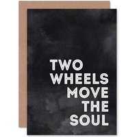 Artery8 Two Wheels Move The Soul Cycling Greetings Card in Black