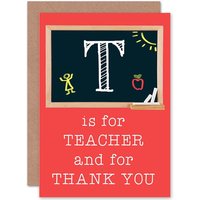 Artery8 T Is For Teacher Greetings Card in Red