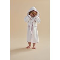 CHRISTY Luxurious Cotton Hooded Childrens Bath Robe in Baby Pink | Size: 3-4 Years