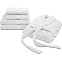 CHRISTY Women's Supreme Robe & Supima® Cotton Robe & Towel Gift Set in White | Size: Large