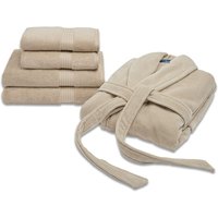 CHRISTY Women's Supreme Robe & Supima® Cotton Robe & Towel Gift Set in Beige | Size: XL