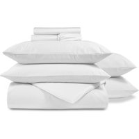 CHRISTY 400TC Luxury Cotton Sateen Plain Dye Bedding Gift Set Bundle in White | Size: Single