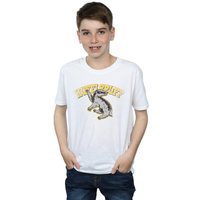 Harry Potter Boy's Hufflepuff Cotton T-Shirt in White | Size: 9 Years